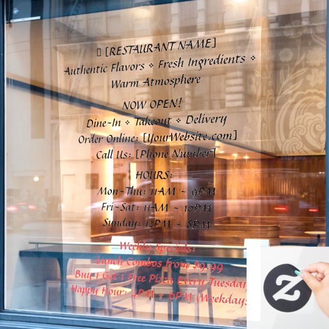 52" x 72" Restaurant Fensterheber Fensteraufkleber (Café-Fenster)