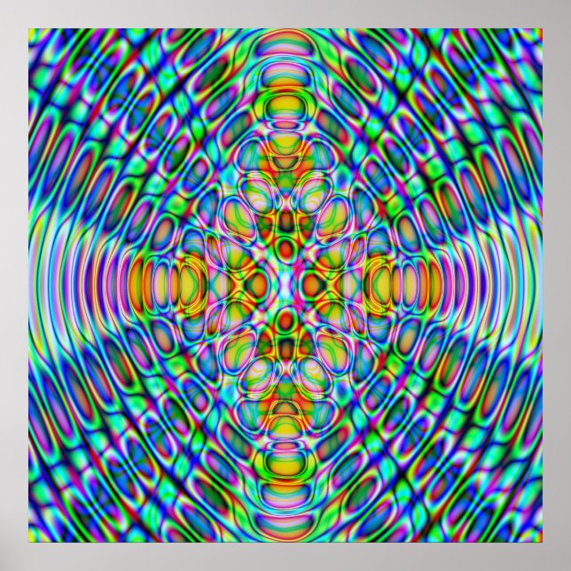 52x52 oder Kleineres Poster, Psychedelic Blue Gold Poster (Vorne)