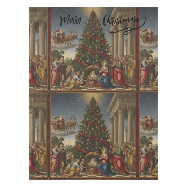 52x70 Cotton Nativity Christmas Tablecloth Tischdecke (Vorderseite)
