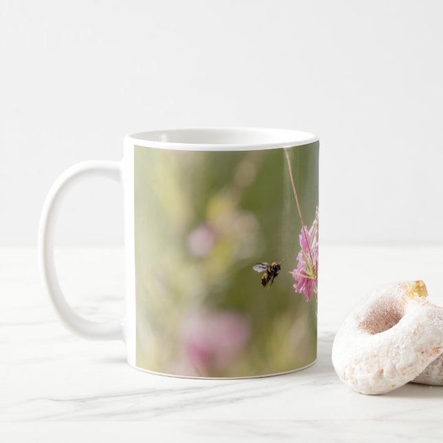 5370-Biene mit rosa Blume Kaffeemaschine Tasse (Mit Donut)