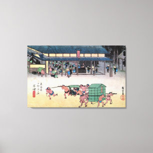 53. 草 津 宿, 広 Kusatsu-juku, Hiroshige, Ukiyo-e Leinwanddruck