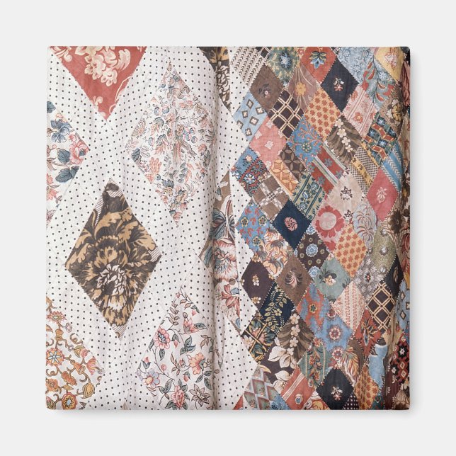 53:Detail eines Patchwork-Quilts von Frau. Magnet (Vorne)