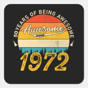 53. Geburtstag 1972 Tolles Geschenk zum 53. Geburt Quadratischer Aufkleber