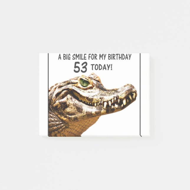 53. Geburtstag Alligator Lächeln Post-it Klebezettel (Vorderseite)