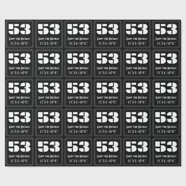 53. Geburtstag: Art Deco inspiriertes Aussehen "53 Geschenkpapier (Saum)