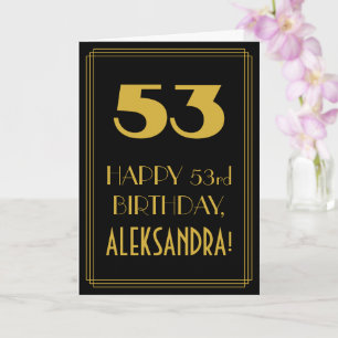 53. Geburtstag ~ Art Deco inspiriertes Aussehen "5 Karte