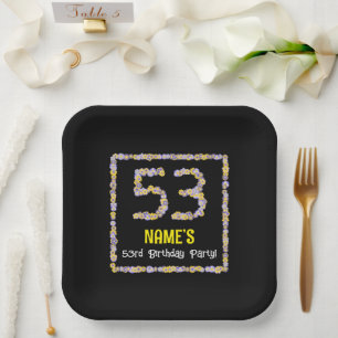 53. Geburtstag: Blumennummer, Individuelle Name, B Pappteller
