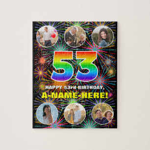 53. Geburtstag: Fun Rainbow #, Individuelle Name + Puzzle