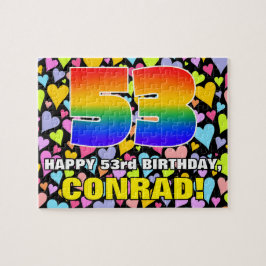 53. Geburtstag — Spaß, Liebende Herzformen + "53" Puzzle