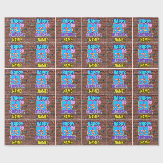 53. Geburtstag: Spaß, Urban Graffiti Inspiriert Lo Geschenkpapier (Flach)