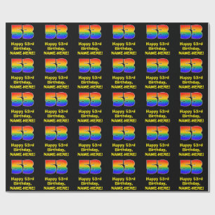 53. Geburtstag: Spaßig, buntes Regenbogen-inspirie Geschenkpapier