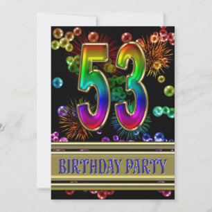 53. Geburtstagsparty Einladung mit Blasen