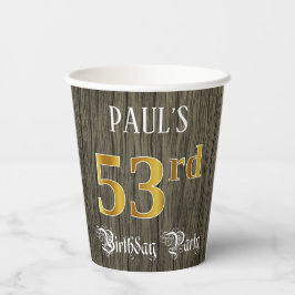 53. Geburtstagsparty - Imitate Gold & Imitate Wood Pappbecher