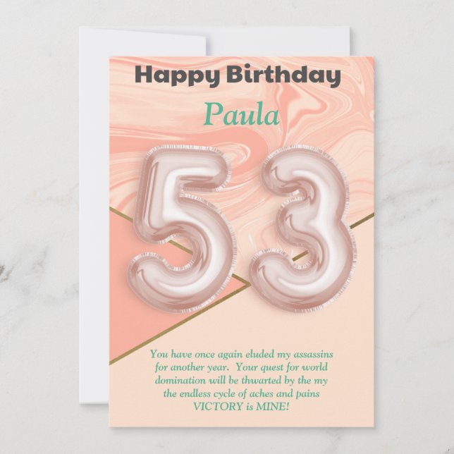 53-jährige Mädchen Happy Birthday Card (Vorderseite)