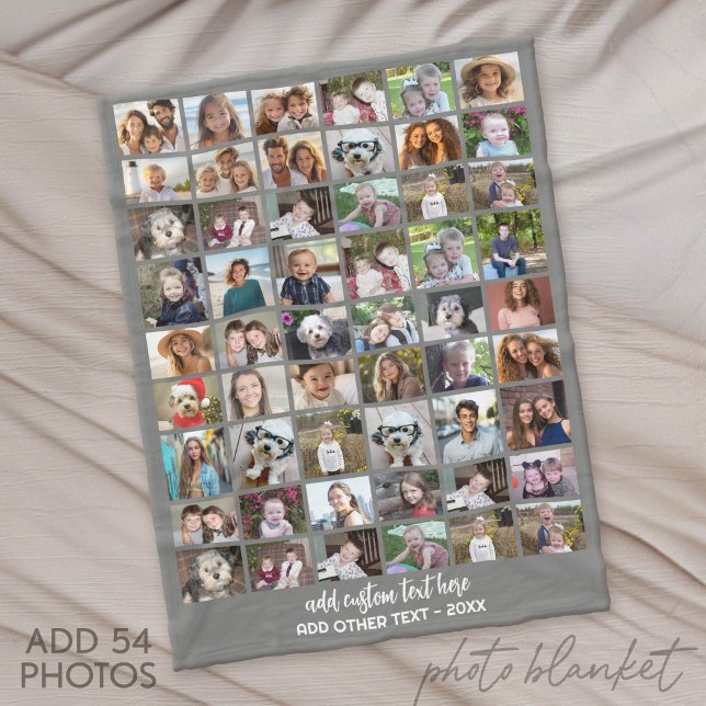 54-Foto-Collage-Raster - Benutzerdefinierter Text  Fleecedecke (Custom Fleece Blanket with Photo Collage)