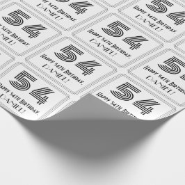 54. Geburtstag: Art Deco Inspiriert Stil "54" + Na Geschenkpapier