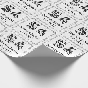 54. Geburtstag: Art Deco Inspiriert Stil "54" + Na Geschenkpapier