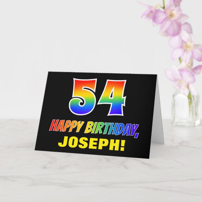 54. Geburtstag: Bold, Fun, Simple, Rainbow 54 Karte (Orchidee)