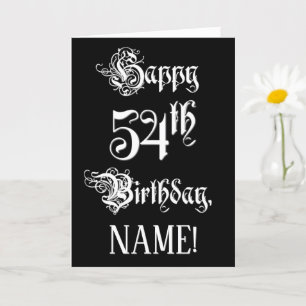 54. Geburtstag: Extravagant, Elegantes Script + In Karte