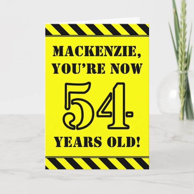 54. Geburtstag: Fun Stencil Style Text, Individuel Karte (Vorderseite)