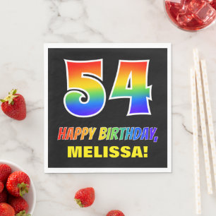 54. Geburtstag: kühl, Spaß, einfach, Regenbogen  Serviette