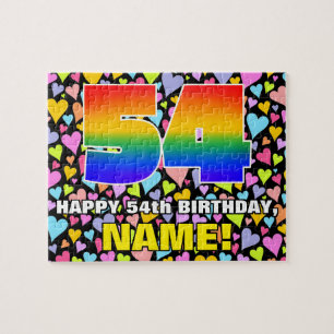 54. Geburtstag — Lustige, liebende Herzformen + „5 Puzzle