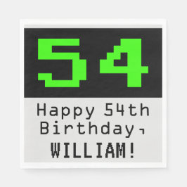 54. Geburtstag - Nerdy / Geeky Style "54" & Name Serviette