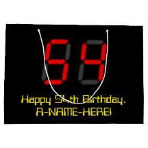 54. Geburtstag: Red Digital Clock Style "54" + Nam