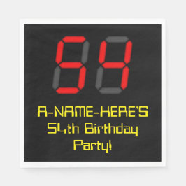 54. Geburtstag: Red Digital Clock Style "54" + Nam Serviette