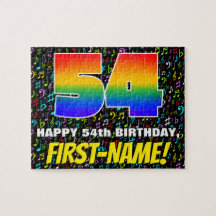54. Geburtstag — Spaß, bunte Musiksymbole & "54"
