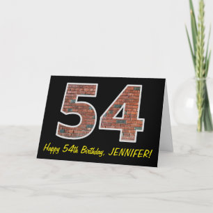 54. Geburtstag - Ziegelmauermuster "54" mit Name Karte