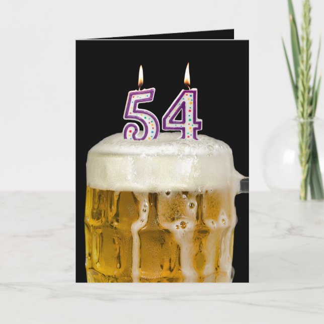 54. Geburtstagsbier auf schwarz Karte (Vorderseite)