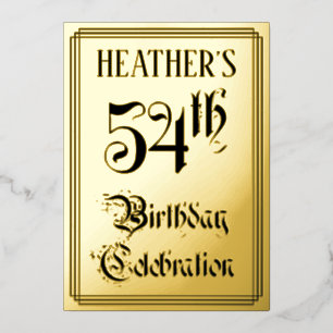 54. Geburtstagsfeier — Elegante Schrift + Benutzer Folieneinladung