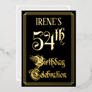 54. Geburtstagsfeier — Fancy Schrift & Benutzerdef Folieneinladung