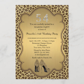 54. Geburtstagsparty 54. Cheetah High Heels Shoes Einladung