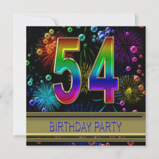 54. Geburtstagsparty Einladung mit Blasen