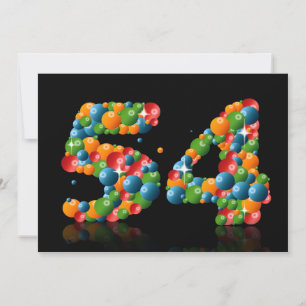 54. Geburtstagsparty mit Blasen und Bälle Einladung