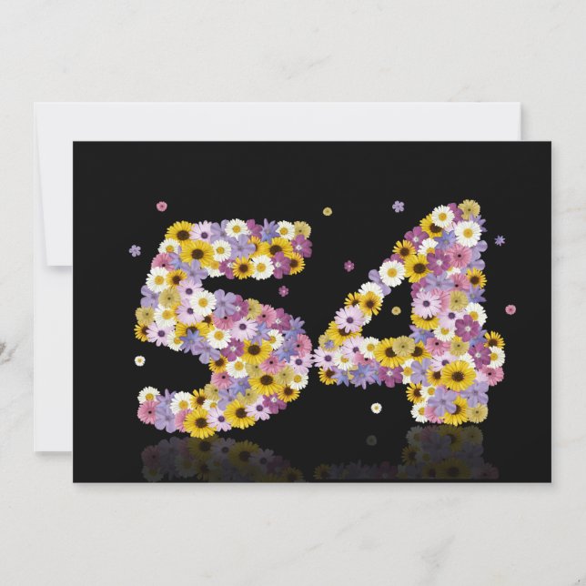54. Geburtstagsparty mit Blumenbriefen Einladung (Vorderseite)