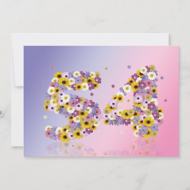 54. Geburtstagsparty mit Blumenbriefen Einladung (Vorderseite)