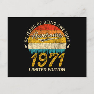54 Jahre Alt 1971 Retro Awesome 54. Geburtstagsges Postkarte
