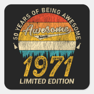 54 Jahre alt 1971 Retro Phantastisch 54. Geburtsta Quadratischer Aufkleber