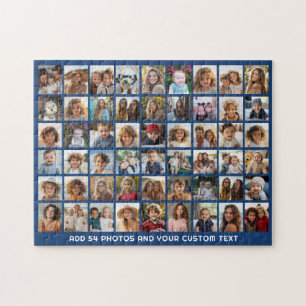 54 Quadratische Fotocollage mit Text - blau Puzzle