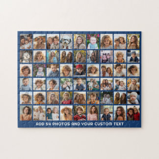 54 Quadratische Fotocollage mit Text - blau Puzzle