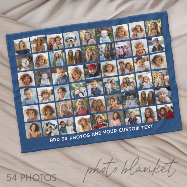 54 Quadratisches Fotocollagen-Raster mit Text - sc Fleecedecke (Photo Blanket - Custom Pictures in a Collage)