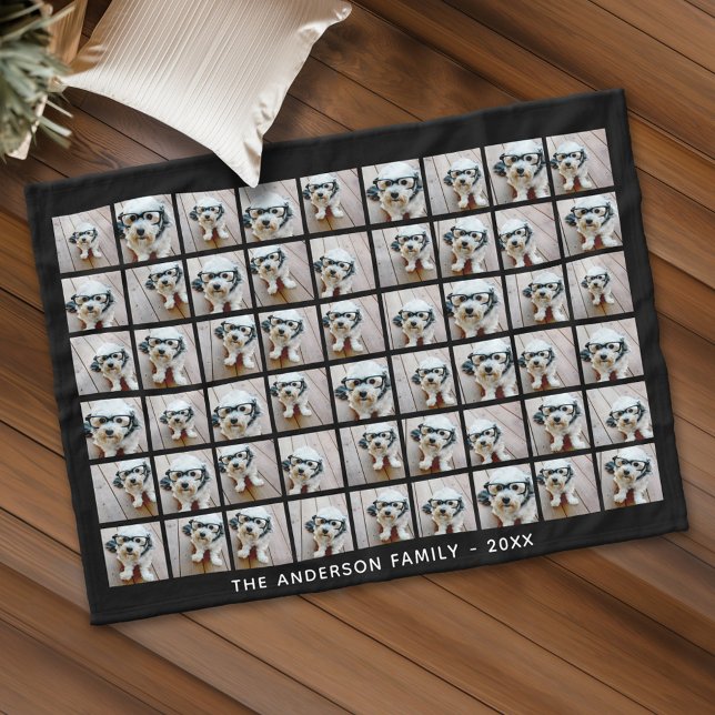 54 Square Foto Collage mit einfachem Text Fleecedecke (Custom Fleece Blanket - Add Photos and Text)