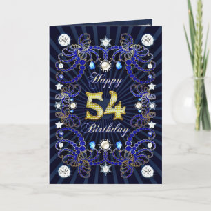 54th birthday card with masses of jewels karte