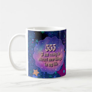 555 Engelszahl Manifestationsbestätigung Galaxie  Kaffeetasse