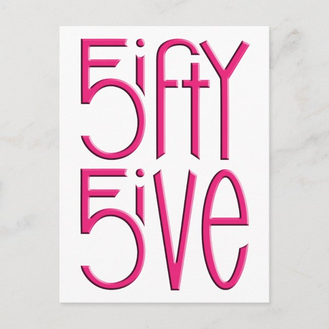 555 heiß rosa Postkarte (Vorderseite)