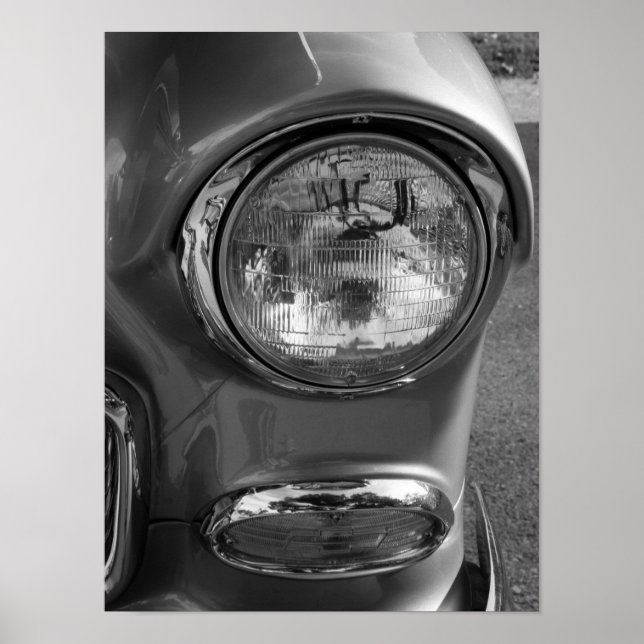 55 Chevy Headlight Graustufen Poster (Vorne)