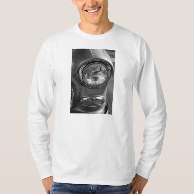 55 Chevy Headlight Graustufen T-Shirt (Vorderseite)